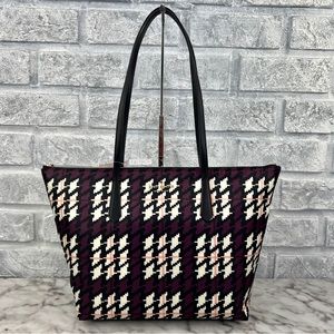 Kate Spade Kitt Houndstooth Multi Print Large Shoulder Bag Tote